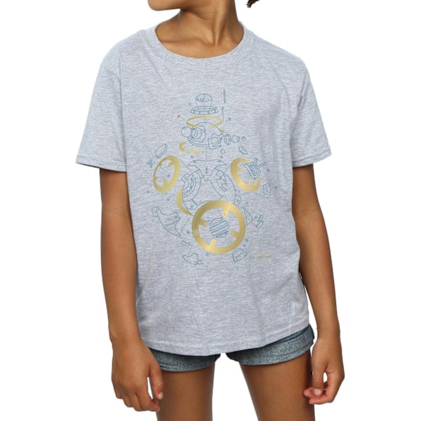 Star Wars Girls The Last Jedi BB-8 Deconstructed Bomull T-shirt Sports Grey 7-8 Years