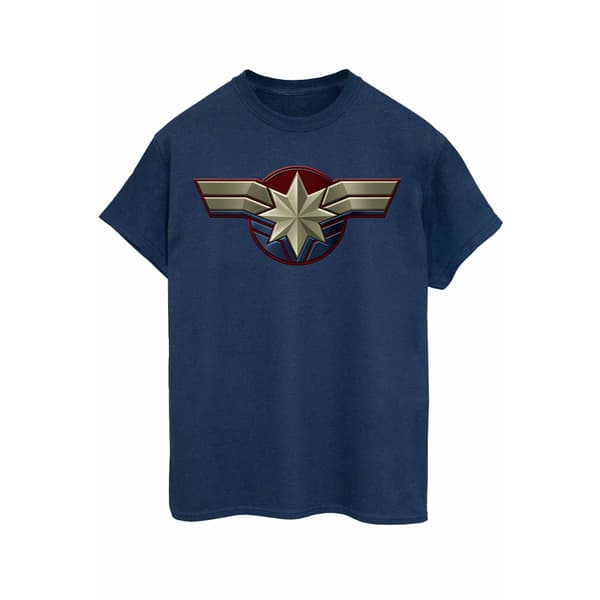 Marvel Dam/Dam Captain Marvel Bröstsymbol Bomull Pojkvän Navy Blue M