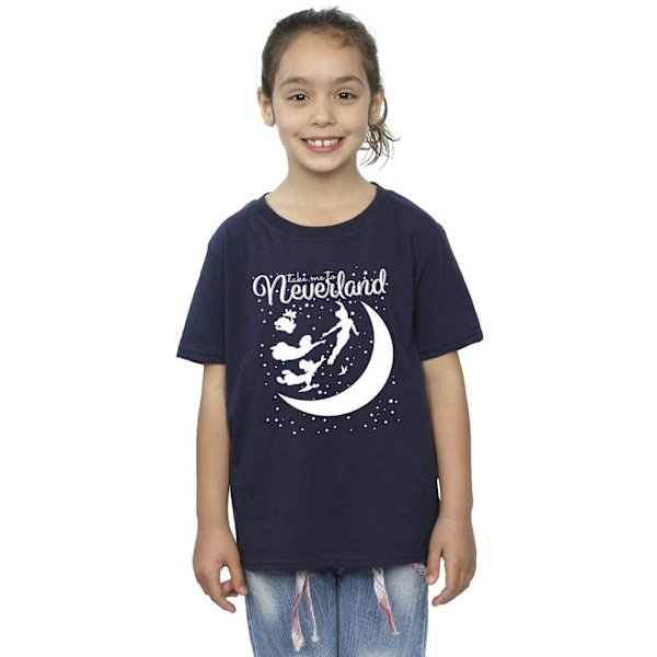 Disney Girls Peter Pan Ta mig till Neverland Bomull T-shirt 7-8 Navy Blue 7-8 Years