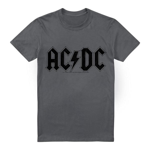 AC/DC Herr T-shirt med Slitet Logotryck 4XL Kolgrå Charcoal 4XL