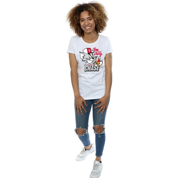 Tom och Jerry Dam/Dam Katt & Mus Chase Bomull T-shirt L White L