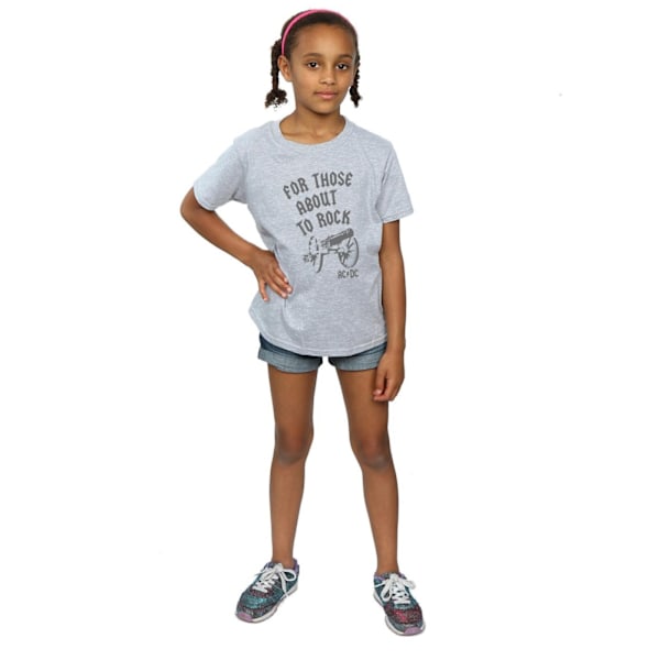 AC/DC Girls For Those About To Rock Cannon Bomull T-shirt 5-6 år Sports Grey 5-6 Years