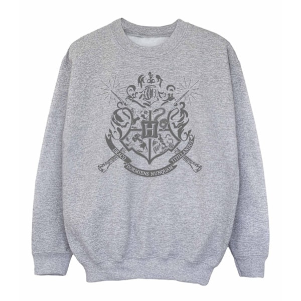 Harry Potter Hogwarts Crest Wands Sweatshirt för flickor 5-6 år Sp Sports Grey 5-6 Years
