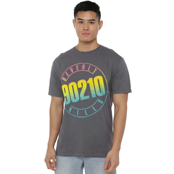 90210 Herr T-shirt med Färgmixad Logotyp L Gråmelerad Charcoal L