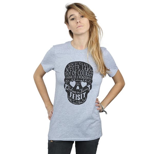 Disney Dam/Kvinnor Tinker Bell Skull Bomull Boyfriend T-Shirt Sports Grey 3XL