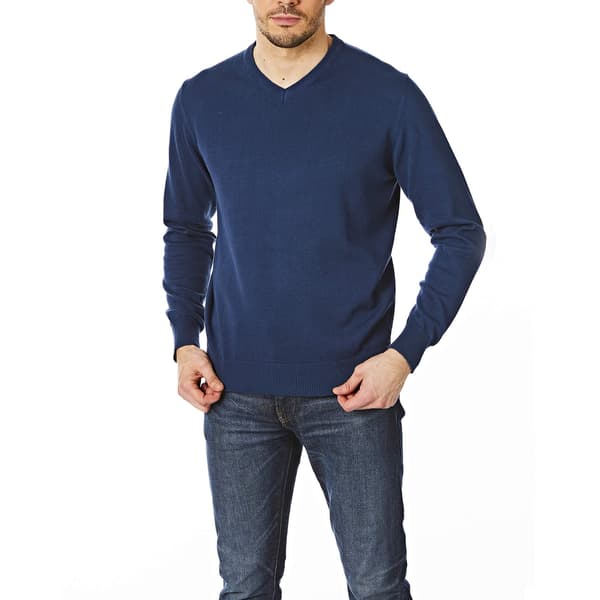 CastlePoint Stickad V-ringad Tröja för Män M Denim Denim M