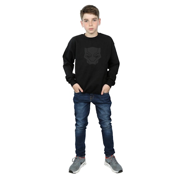 Marvel Boys Black Panther Black On Black Sweatshirt 9-11 År Black 9-11 Years