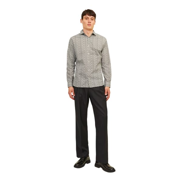 Jack And Jones Herr Skjorta med Bladmönster Slim Långärmad M Cloud Cloud Dancer M