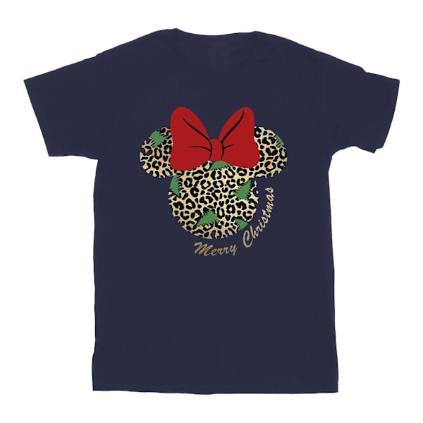 Disney Mens Minnie Mouse Leopard Jul T-Shirt XXL Marinblå Navy Blue XXL