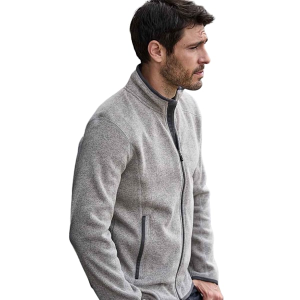 Tee Jays Herr Stickad Outdoor Fleece Jacka M Grå Melange Grey Melange M