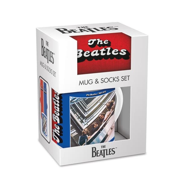 The Beatles Text Mugg och Strumpset One Size Röd/Blå/Vit Red/Blue/White One Size