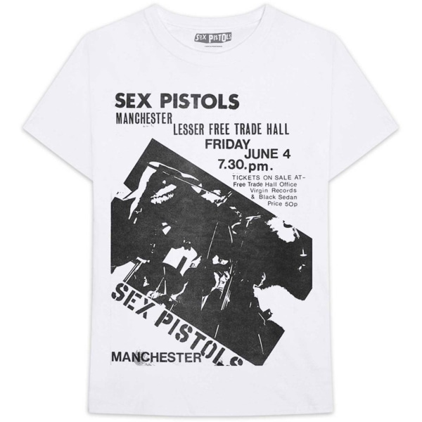 Sex Pistols Unisex Vuxen Manchester Flyer T-shirt L Vit White L