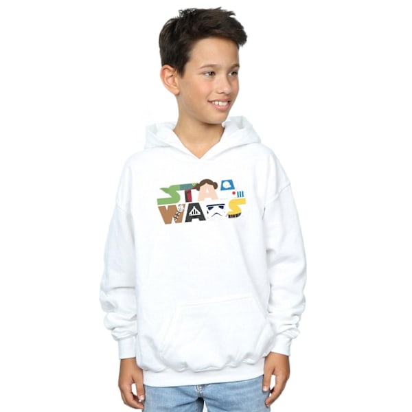 Star Wars Pojkar Karaktär Logo Hoodie 7-8 År Vit White 7-8 Years