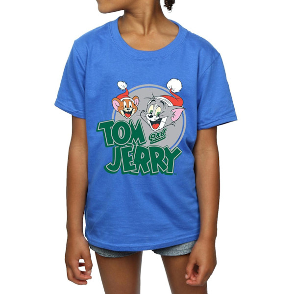 Tom And Jerry Girls Julhälsningar Bomull T-shirt 12-13 År Royal Blue 12-13 Years