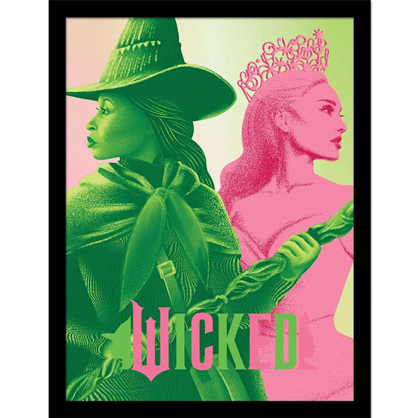 Wicked Elphaba och Glinda Inramad Poster One Size Grön/Rosa Green/Pink One Size