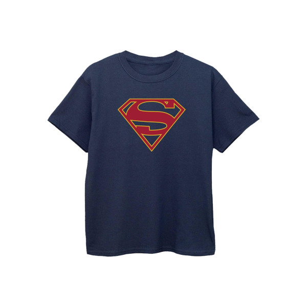 Supergirl Girls Logotyp bomull T-shirt 7-8 år Marinblå Navy Blue 7-8 Years