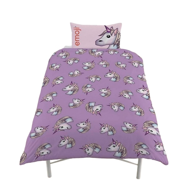 Emoji Unicorn Täcke Set Dubbel Lila Purple Double