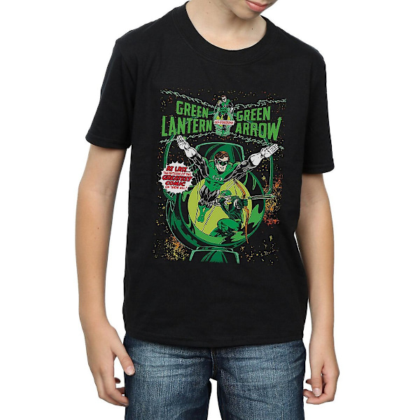 DC Comics Boys Green Lantern & Green Arrow Comic Cover Bomull T-shirt Black 12-13 Years