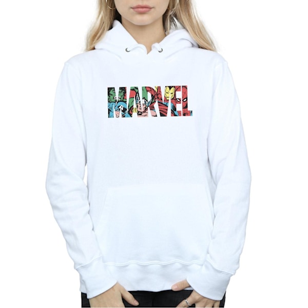 Marvel Comics Dam/Damer Infill Logo Heather Hoodie XXL Vit White XXL