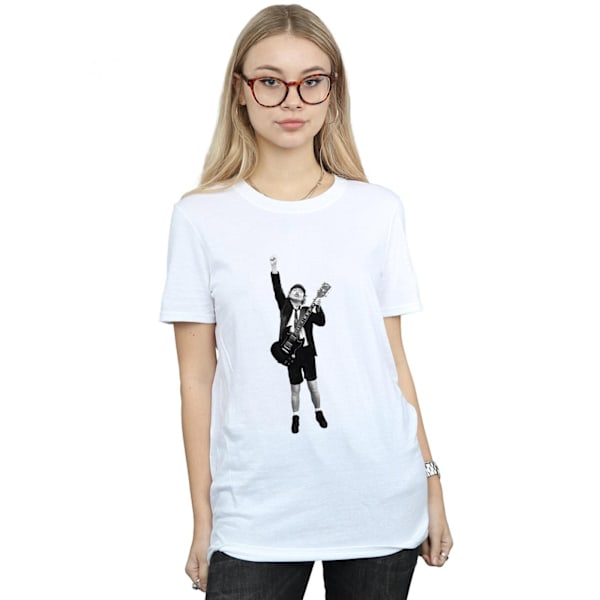 AC/DC Dam/Kvinnor Angus Young Cut Out Bomull Boyfriend T-Shir White XXL