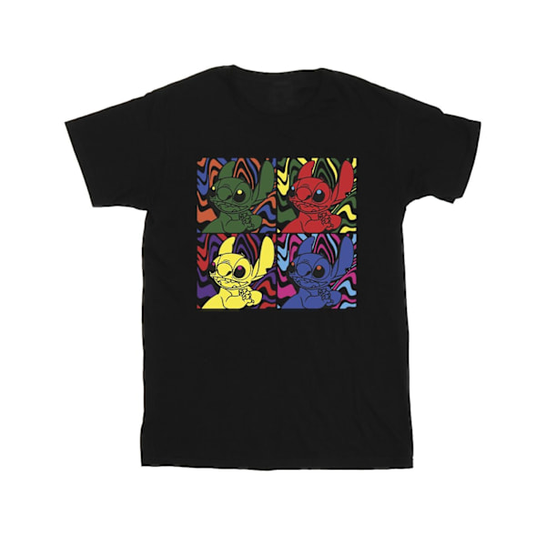 Disney Girls Lilo & Stitch Pop Art Bomull T-shirt 7-8 år Bla Black 7-8 Years