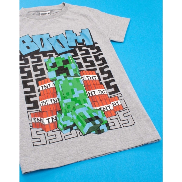 Minecraft Boys Boom T-Shirt 7-8 Years Grå Grey 7-8 Years