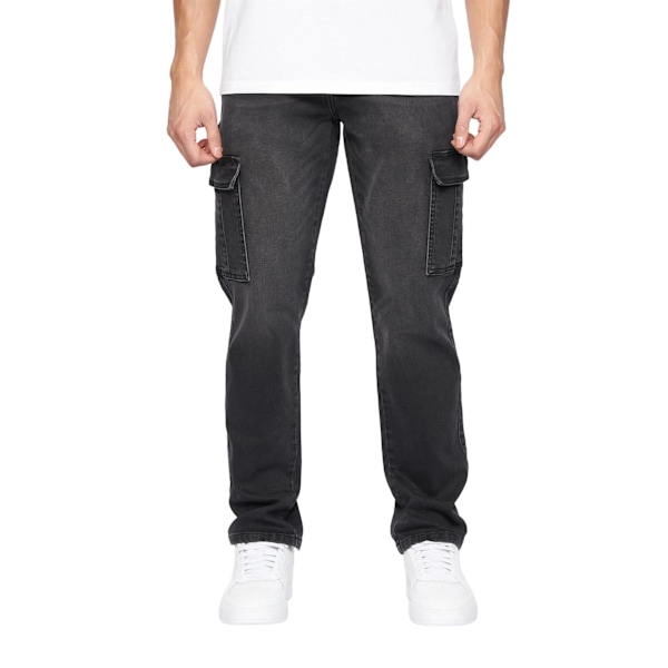 Crosshatch Mens Kremtap Cargo Jeans 32R Black Wash Black Wash 32R
