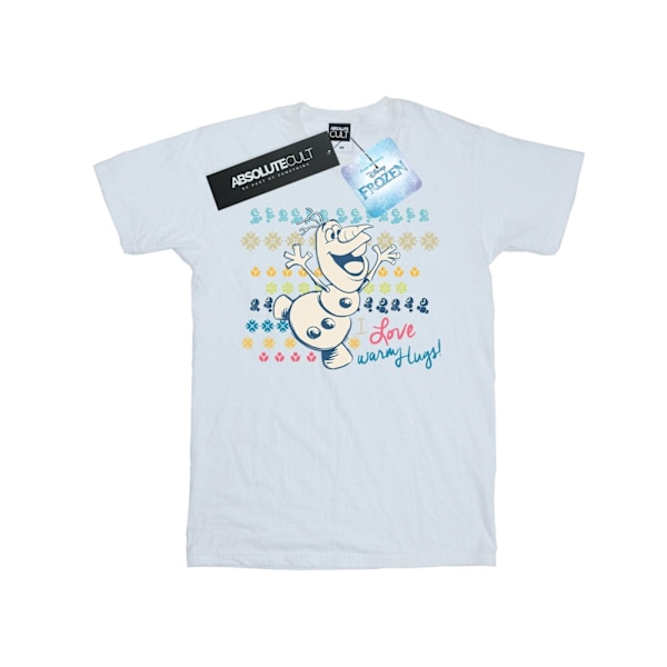 Disney Dam/Damer Frozen I Love Warm Hugs Bomull Boyfriend T White M