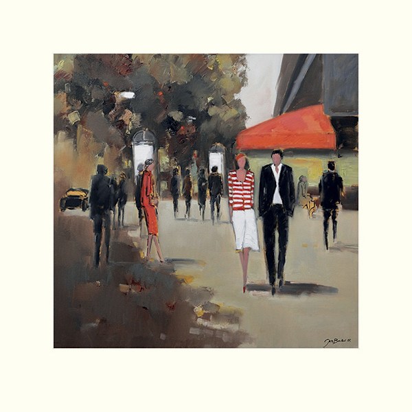 Jon Barker Cafe De La Paix Paris Print 40cm x 40cm Multicoloure Multicoloured 40cm x 40cm