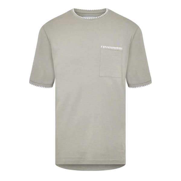 Threadbare Herr Perth Stickad T-shirt M Salvia/Ecru Sage/Ecru M