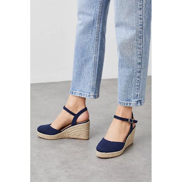 Dorothy Perkins Dam/Kvinnor Rumor Stängd Tå Bred Kilklack 6 UK Navy 6 UK