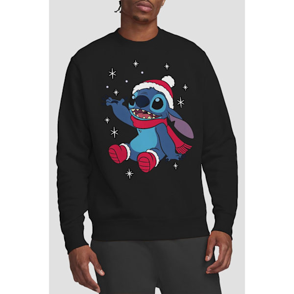 Lilo & Stitch Unisex Vuxen Snöflinga Jultröja M Svart Black M