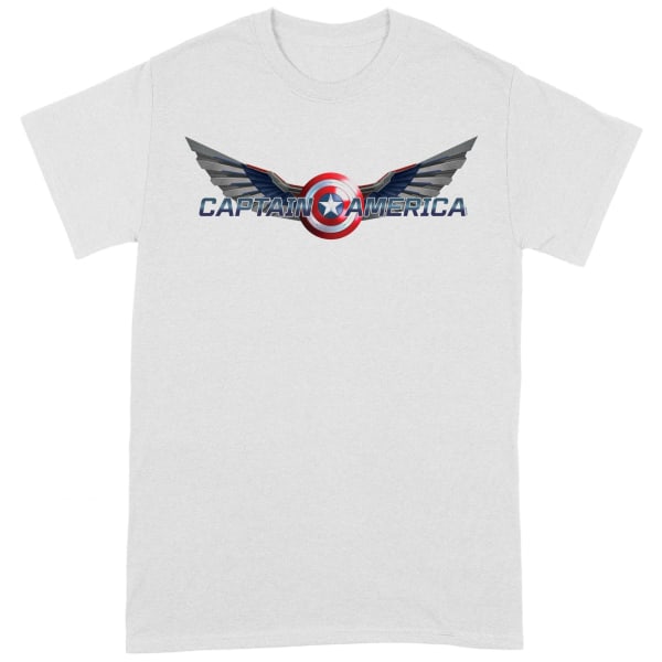Captain America Unisex T-shirt med logotyp för vuxna XXL Vit/Röd/Blå White/Red/Blue XXL