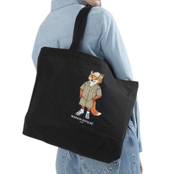 Maison Kitsuné Dressed Fox Canvas Tote Bag One Size Svart Black One Size