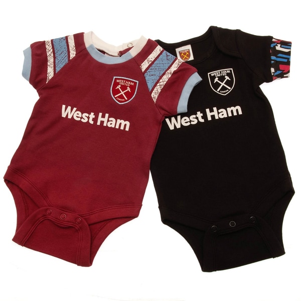 West Ham United FC Baby sovdräkt (paket med 2) 0-3 månader Claret Claret Red/Black 0-3 Months