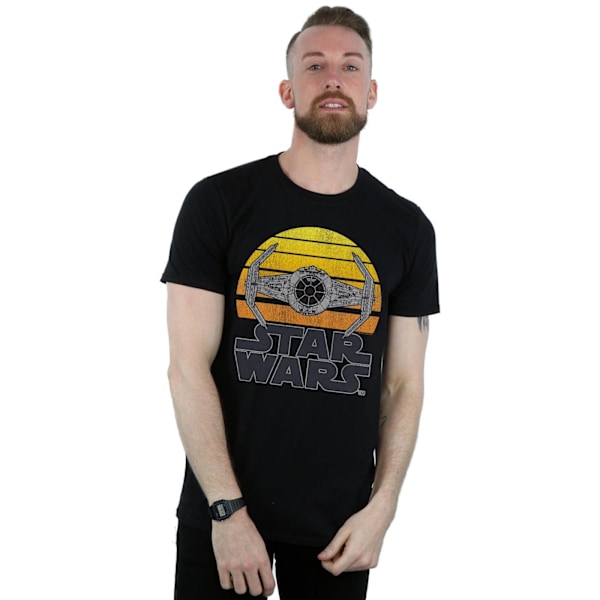 Star Wars T-shirt för män med TIE Fighter i solnedgång, S, svart Black S