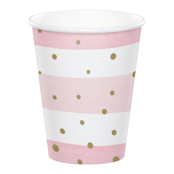 Creative Party Paper Baby Shower Disponibel Cup (Pack med 8) En White/Pink/Gold One Size