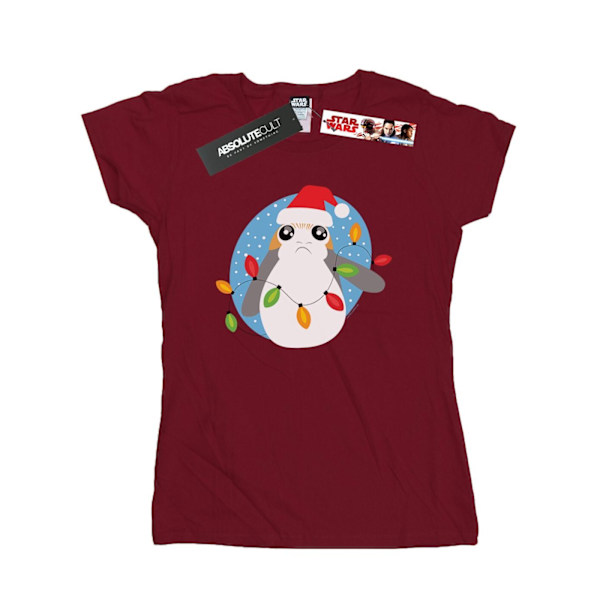 Star Wars Dam/Damer The Last Jedi Porg Julbelysning Bomull T-shirt L Bourgogne Burgundy L