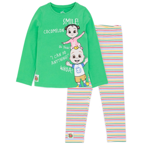 Cocomelon Barn/Barn Långärmad T-shirt och Leggings Set Green/White/Pink 12-18 Months