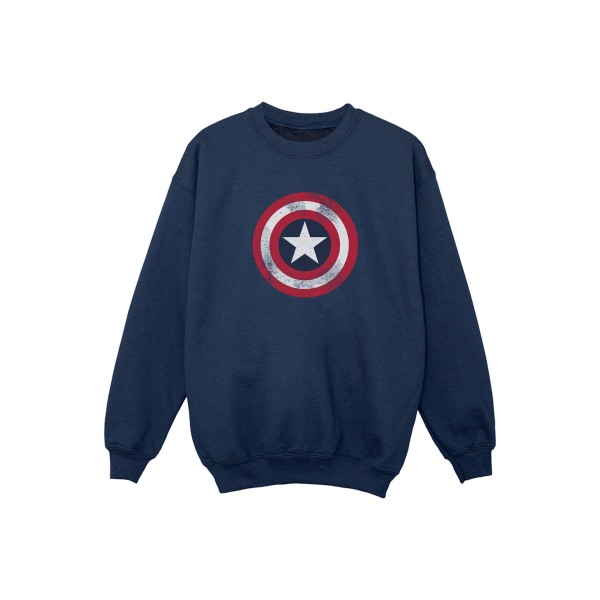 Marvel Boys Captain America Distressed Shield Sweatshirt 9-11 Y Navy Blue 9-11 Years