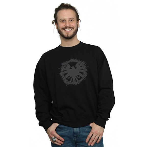 Marvel Mens Agents Of SHIELD Borstad Logotyp Sweatshirt XL Svart Black XL