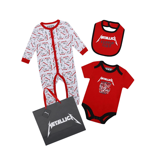 Amplified Baby Crayon Lord Metallica Babygrow Set (3-pack) N White/Red Newborn