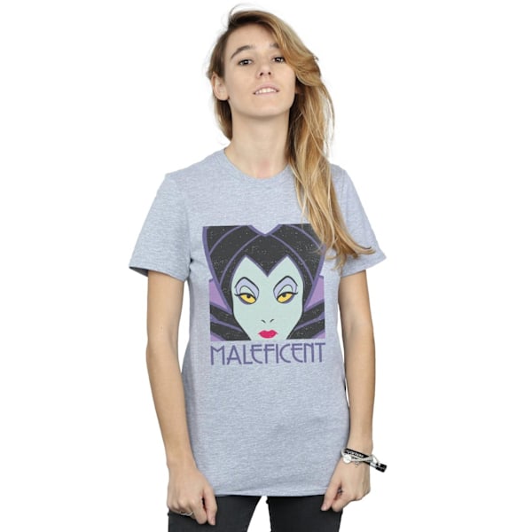 Disney Dam/Damer Maleficent Cropped Head Bomull Boyfriend T-shirt Sports Grey M