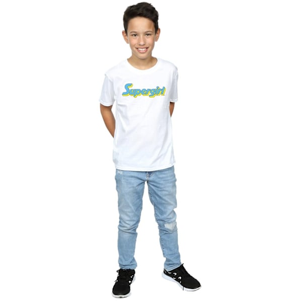 DC Comics Boys Supergirl Text Logo T-Shirt 12-13 år Vit White 12-13 Years