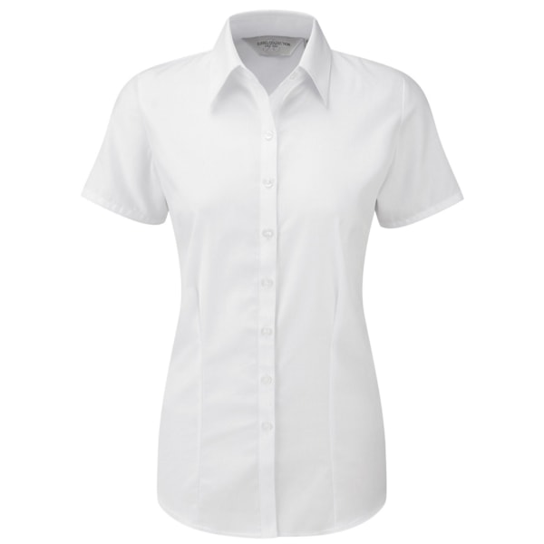 Russell Collection Dam/Kvinnor Herringbone Formell Skjorta L Vit White L