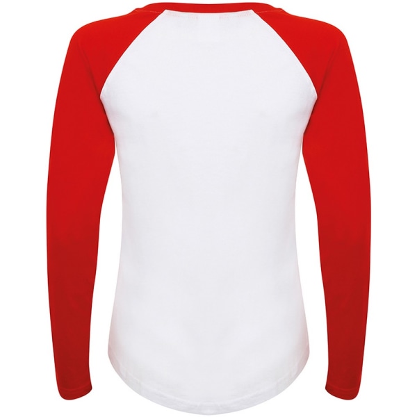 Skinnifit Dam/Kvinnor Långärmad Baseball T-Shirt M Vit/Röd White/Red M