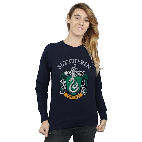 Harry Potter Dam/Kvinnor Slytherin Crest Sweatshirt L Marinblå Navy Blue L