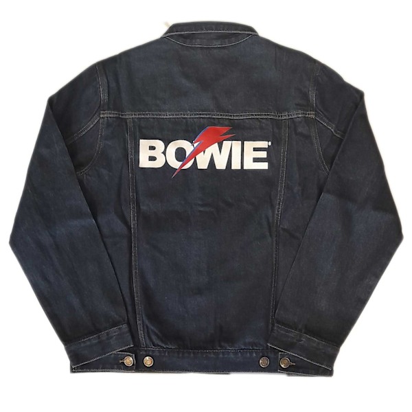 David Bowie Unisex Adult Flash Back Print Logo Denim Jacket S D Denim Blue S
