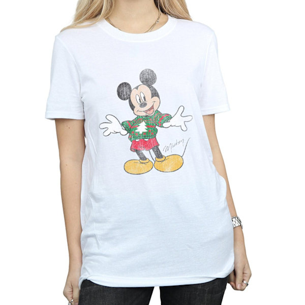 Disney Dam/Damer Mickey Mouse Jultröja Bomull Pojkvän White L