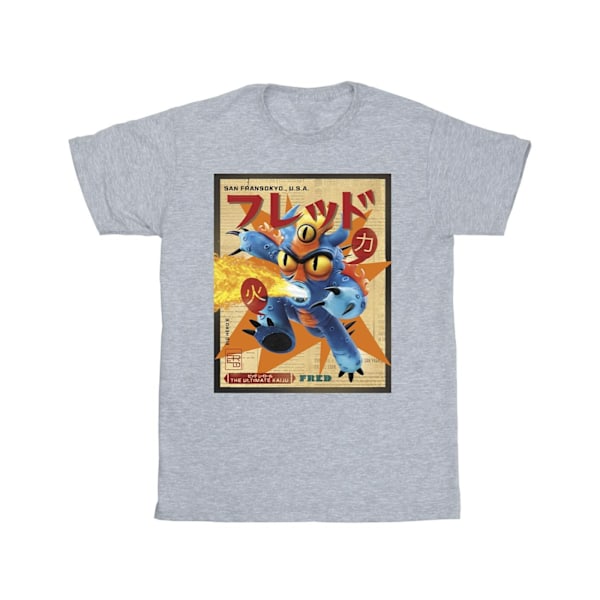 Disney Boys Big Hero 6 Baymax Fred Newspaper T-shirt 5-6 år Sports Grey 5-6 Years